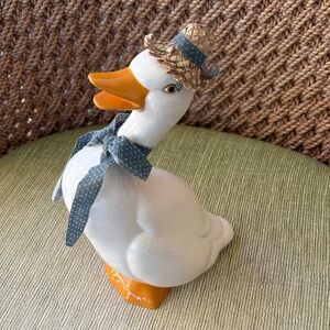 Charming Duck Ceramic Figurine with Hat and Scarf